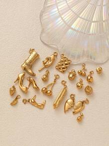 1Pc Stainless Steel Material Fashionable Lifestyle Elements High Heels Women's Underwear Bag Shape Pendant, DIY Accessories Necklace Bracelet Earring Pendant, Electroplated 18K Gold, Gift For Wife And Mother