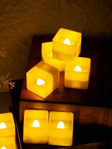 6/12 pièces Ensemble de Bougies Chauffe-Plat Jaune Chaude Haute Luminosité, Pile AG10 Intégrée, Peut Fonctionner En Continu Plus de 150 Heures, Convient Pour Halloween, Mariage, Prière, Cadeaux de Fête et Autres Occasions
