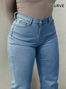 TOP Hot Selling American Personalized Tight Y2K Pocket Bow Embroidery Plus Size Women's Jeans Flare Pants - Dark Wash - View 4