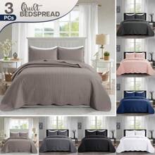 Imperial Homeware 3 Pcs Quilt Bedding Set Reversible Microfiber Coverlet With Pillow Shams Case For All-Season Lightweight Design Embossed Quilt Bedspread Smooth And Skin Friendly Twin Size ( Include 1 Pillow Case ) Queen King Size