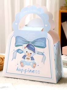 1/5 件 - 婴儿沐浴生日礼物袋，适合男孩和女孩，配有纸巾和卡片气球熊图案，带手柄 - 彩色 - 查看 9