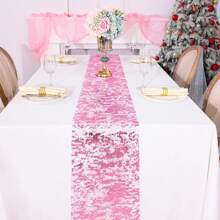 1Roll Gold Table Runner, Sequin Glitter Foil Metallic Thin Mesh Runner Roll 11"X3/5/10 Yards, Gold Table Decorations For Event Party, Engagement,Wedding, Birthday Party, Christmas(Multi-Color Available) Summer Gifts Beach Back To School School Supplies Room Decor - Multicolor - View 9