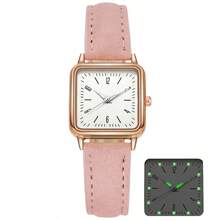 Square Ladies' Luminous Watch Simple & Delicate Women's Quartz Watch Women's Fashionable Simple Square Dial Wristwatch With Numerical Markers And Leather Strap Suitable For Daily Wear And Suitable For Birthday Gift, Anniversary Gift