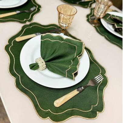 Kit Jogo Americano Realeza 12 Pçs Souplats Mesa De 6 Lugares Mesa Posta Guardanapo Supla