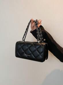 Bolso de mano con diseño de cadena de rombos mini, bolso de hombro simple para ir al trabajo, estilo de moda