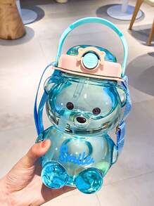 BENNY Bouteille d'eau à paille de grande capacité 1000 ml, tasse à gros ventre en matériau PC avec ours de dessin animé 3D mignon, étanche, avec poignée et sangle bandoulière, convient aux femmes, enfants, filles, étudiants, jeunes femmes, bouteille d'eau de sport portable en plastique avec impression de sourire de célébrité Internet dopamine ; populaire pour la course en plein air, le fitness, le camping, le pique-nique, la plage, les voyages d'été, les camps d'été, la randonnée, l'escalade, les festivals de musique ; Saint-Valentin, Carnaval, Pâques, Festival, Fête des Mères, Fête des Enfants, Saison des Remises de Diplômes, Vacances d'Été, Rentrée Scolaire, Halloween, Thanksgiving, Noël, Réveillon du Nouvel An, Jour de l'An, Fête des Vacances, Cadeau Portable - Multicolore - Voir 14