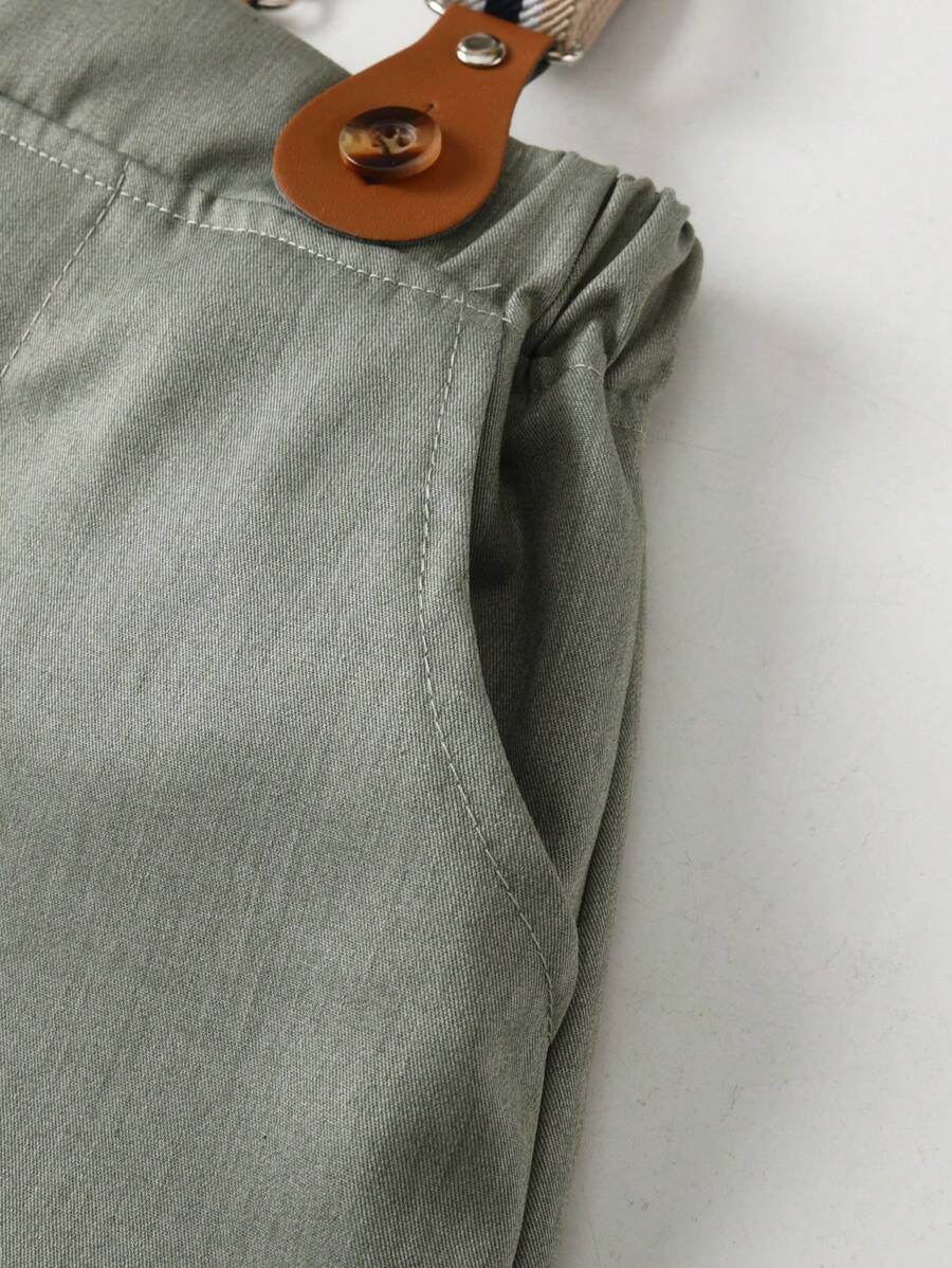 BOARNSEORL 2pcs Young Boys Gentleman Outfit - Short Sleeve Shirt With Bow Tie And Suspender Shorts, Stylish & Outfit For Birthday Party, Wedding, Formal Occasions - Green - View 1