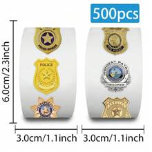 500Pcs Police Badge Stickers Roll Police Stickers Police Label Stickers Pieces Police Badge Name Tag Stickers Cool Stickers Vinyl Waterproof Stickers Aesthetic Laptop Sticker Pack Skateboard Stickers Water Bottle Stickers Notebook Stickers - Multicolor - View 2