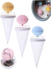 3 Pieces Pet Hair Cleaner, Washing Machine Hair Catcher, Washing Machine Filter With Floating Mesh Bag, Reusable, Pet Hair Filter Cleaner, Laundry Accessories, Filter Net, Hair Filter,Washing Machine Clothes Cleaning Mesh Bag Net,Cleaning Supplies, Household Gadgets