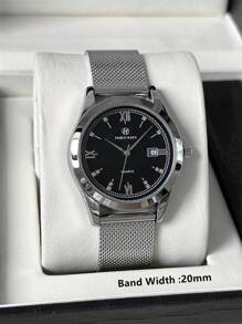 PABLO RAEZ 1pc Men's Watch Premium New Original Charming Luxury Stainless Steel Metal Mesh Bracelet Chain 50M Waterproof Simple Calendar Dial Men's Vintage Silver Watch Elegant Diamond Casual Fashion Quartz Watch Black Dial High-End Business Watch For Work/Party Decoration Men's Formal Watch Teacher Gift Time Father Or Male Friend Birthday Graduation Wedding Gift - one-size - View 6