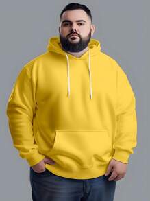 Men's Plus Size Sweatshirt  Hood Premium Mesh Cold Weather Blouse Basic Cotton Flannel Coat Various Colors - Yellow - View 1