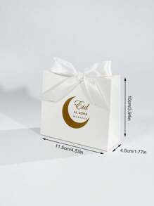 10pcs Eid Al Adha Favor Boxes – Elegant Crescent Moon Design – White & Gold Small Gift Bags With Satin Ribbon Bow – Ideal For Chocolates, Candies, And Festive Treats – Perfect For Islamic Holiday Celebrations & Party Decorations - 11.5X4.5X10cm - View 8