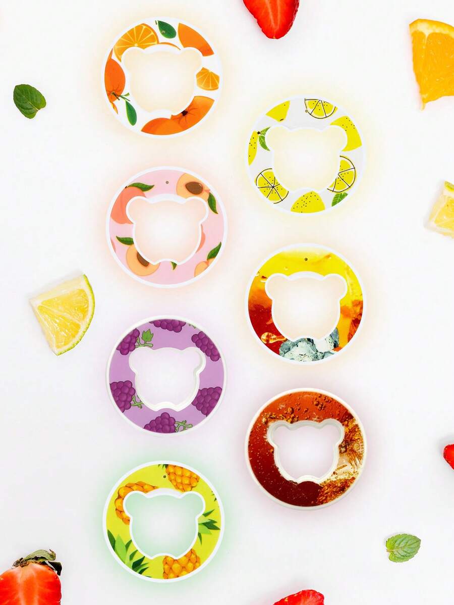 3 件装多口味水果味水杯环，熊味水杯环，创意趣味味环，水果味环，饮水工具