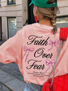 1pc Girls' Butterfly Letter Print Short Sleeve T-Shirt, Soft & Comfortable, Suitable For Summer Daily & School Wear - Pink - View 1