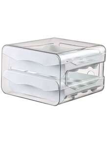 Organizador de almacenamiento de huevos con cajón de 2 capas, set de almacenamiento de huevos apilable de PET: apilable, de doble capa para máxima capacidad, soporte de huevos de plástico transparente ¡para tu refrigerador! Para uso en la cocina, para el Día de Pascua, bandejas de almacenamiento de huevos