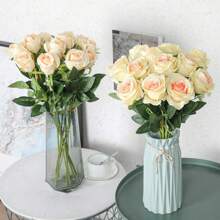 10 Stücke Seidenrosen, 20.1" künstliche Rosen mit weichen Dornenstielen, lebensechte Künstliche Blumen für Hochzeit Strauß, Tisch-Mittelstücke, Heimdekor