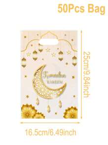 10/25/50 件双面月亮和星星图案糖果袋，开斋节派对礼品包装，月亮星星灯笼风格饼干袋 - 雙面星星月亮 - 查看 10