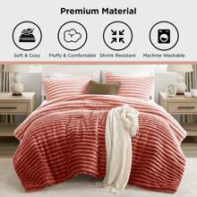 Fluffy Ribbed 2/3 Pieces Cord-Textured Bedding Comforter Set,Plush 300 Gsm Fabric For Weighty Durability And Softness Comforter Sets,2 Pieces Set For Twin-Twin XL Size,3 Pieces Set For Full-Queen-King-CAL King Size,Cozy All-Season Home Textile For Stylish Home Bedroom Décor,Modern Room Decor,Summer Prmo, Halloween Christmas Thanks Giving Gifts - 腮紅漸層色 - 查看 2