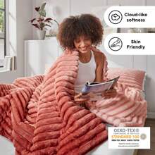 Fluffy Ribbed 2/3 Pieces Cord-Textured Bedding Comforter Set,Plush 300 Gsm Fabric For Weighty Durability And Softness Comforter Sets,2 Pieces Set For Twin-Twin XL Size,3 Pieces Set For Full-Queen-King-CAL King Size,Cozy All-Season Home Textile For Stylish Home Bedroom Décor,Modern Room Decor,Summer Prmo, Halloween Christmas Thanks Giving Gifts - 腮紅漸層色 - 查看 3