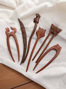 1 件精致木制发簪可爱木发筷汉服头饰中式发夹女孩发饰发髻发髻制作器发髻发夹