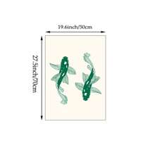 1 pieza Cuadro de pared de arte japonés con ilustración tradicional de carpa koi verde vintage, pintura en lienzo con ilustración de pez, póster de decoración zen para dormitorio, sala de estar o apartamento, decoración de regalo para ella sin marco