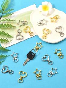 20 Pcs 4 Styles Heart/Star Alloy Swivel Clasps, Lanyard Push Gate Snap Clasps For Key Chain DIY Making