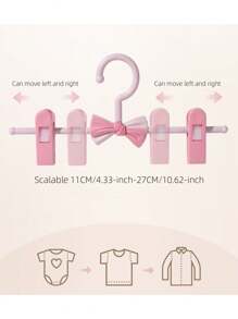 5pcs/Set Cute Pink Bow Children's Clothes Hangers, Adjustable Stretchable Pants Clips, Non-Slip Baby/Kids Drying Racks - Pink - View 4