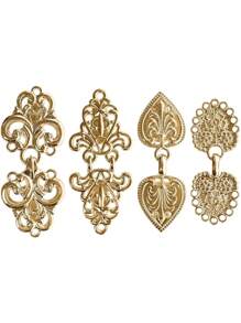 Xiacheng 1-4pcs/Set Vintage Shirt Clips, Dress Waist Clips, Cardigan Shawl Clips, Cape Clips For Women - Gold - View 12