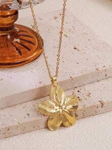 1 Set di gioielli in stile fattoria con design a fiori d'uovo in acciaio inossidabile (include 1 collana e 1 paio di orecchini), adatto per le donne da indossare in occasioni di fidanzamento o matrimonio, o come regalo festival per amici