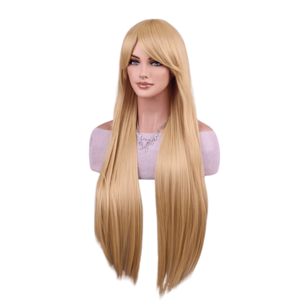 Peruca Fibra Orgânica 70cm Lisa Longa Com Franja 340g