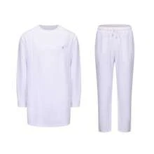 Kaftan Elegant African Men's Set 2 Pieces Outfits Long Sleeve Tops And Pants Full Set Luxury Men's Suit Wedding Men Clothing - White - View 1