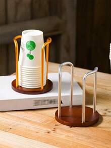 1 pieza Soporte de madera para vasos desechables de papel para uso doméstico