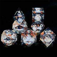 7pcs/Set Polyhedron Dice Set, Semi-Transparent Resin, Sharp Edges, Suitable For Role-Playing Games, Handmade Game Dice - Black - View 4