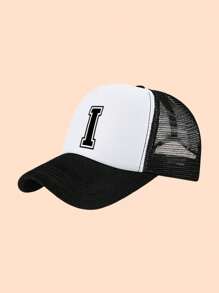 1pc Letter Print Kids Truck Mesh Cap Set, Fashion Foam Mesh Hat For Children, Suitable For Children's Day, Back To School, Daily Wear, Travel Matching - Black and White - View 29