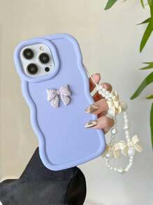 全新TPU防摔手机壳+马卡龙波浪边+3D蝴蝶结装饰+串珠蝴蝶结挂绳+全套手机壳，兼容苹果17/17 Air/17 Pro/17 Pro Max、I16、I16 Pro Max、I15、I15 Pro Max、12 Pro Max、13 Pro Max、14 Pro Max、13、14，兼容红米10，兼容红米Note 11 4G、A53、A14、A23、S23 Ultra、S24、A15、S23、A73，兼容OPPO，兼容红米手机 - 紫色 - 查看 2