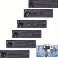 2pcs Button Extender For Jeans, Adjustable Pants Button Extender Pregnancy Pants Extender Waist Extenders For Pants For Women Men Waistband Expanders (Black, One Size)