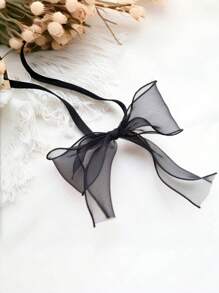1pc Ribbon Oversized Bow Choker Necklace Collar Accessories For Girl/Girls