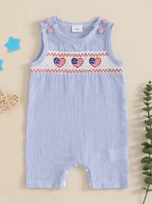 Infant Baby Boy Ovrealls 4th Of July Outfit Jumpsuit Sleeveless Newborn Summer Spring Clothes Bodysuit - Blue - View 6