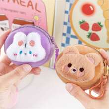 1/2 件卡通毛绒零钱包可爱迷你柔软动物零钱包收纳包学生便携耳机包，款式多样 - 适合派对 - 节日礼物 - 彩色 - 查看 5