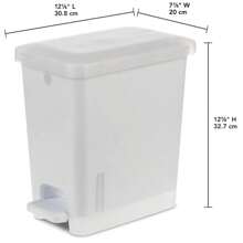 2.7gal Step Trash Can Clear : Small Pedal-Operated Lid, Bathroom Garbage, Indoor Rectangle, Textured Plastic