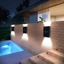 4Pack Solar Wall Light, UP And Down, 2 Led Illuminate Outdoor Sun Light, Sensor Lamp, Outdoor Rectangle Sun Light, Waterproof, For Yard Garage Porch Garden Decor - trắng - Xem 2