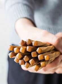 2/10pcs Reusable Bamboo Chopsticks, Ideal For Sushi, Rice, Pasta, Dishwasher Safe, Feature A Twist Design In A Light - Luxury Japanese Style, Suitable For Kitchen Use, Perfect As An And Creative Tableware, Mother's Day, Father's Day - Multicolor - View 8