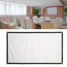 150 Inch HD Foldable Projector Screen, 16:9 Wrinkle-Proof Portable Movie Screen For Home Outdoor Indoor, Double-Sided Projection Support - 白色 - 查看 10