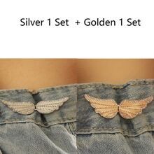 1/2/4Sets Rhinestone Wings Buckle Pants Waist Tightener Detachable Waist Buttons Pins Belts Accessories Pants Clips No Sewing Waistband Tightener