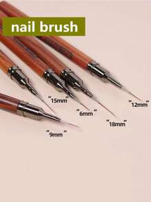 6/9/12/15/18mm 圆木柄艺术勾线笔 DIY 绘画画笔 画线 条纹 花卉绘画笔 UV 凝胶画笔