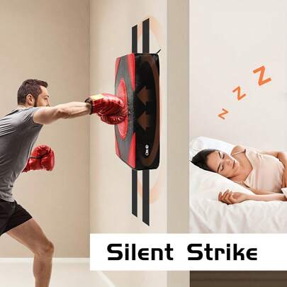 1 pièce Sac de frappe mural silencieux - PU rouge/bleu haute résistance, conception à bruit réduit et noyau amortisseur des chocs - Pour salle de gym à domicile, appartement, entraînement de boxe intérieur - Accessoires de boxe - Équipement de fitness à domicile - Équipement d'entraînement haute résistance - Sac de frappe pour la maison - Équipement d'entraînement silencieux - Ensembles de gym