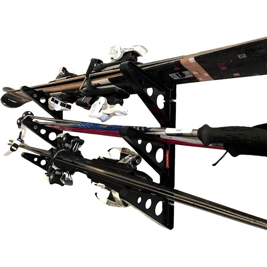 StoreYourBoard Ski Rack – Heavy-Duty Horizontal Ski Wall Mount & Swboard Wall Mount For Garage Wall Shelving - Swboards & Gear, Multi-Sport Skateboard Organizer - Skiing Accessories - Holds 3 Pair - 1 - View 1