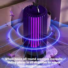 USB供电静音驱蚊灯 - 紫色灯光，双传感器技术，紫外线吸引蚊子，360°广角防护，耐用ABS材质，适用于户外和卧室，守护睡眠，四季必备，灭蚊神器