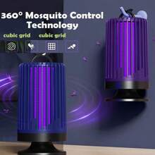 USB供电静音驱蚊灯 - 紫色灯光，双传感器技术，覆盖范围广，ABS材质，适用于户外和卧室