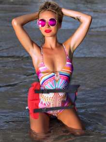 1pc Inflatable PVC Waist Belt Buoyancy Aid, Adjustable Adult Men/Women Outdoor Swimming Beach Pool Party Float Accessory, Beach Essentials - Multicolor - View 1